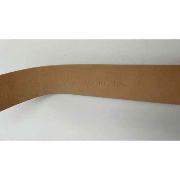 J McLaughlin Leather Belt Gold Seashell Buckle Tan Waist Belt Preppy L/XL main image 7